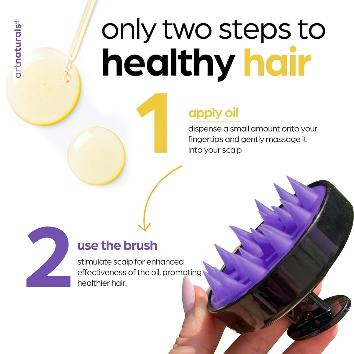 ArtNaturals Rosemary & Castor Scalp Oil + Scalp Massager Set, 4 oz