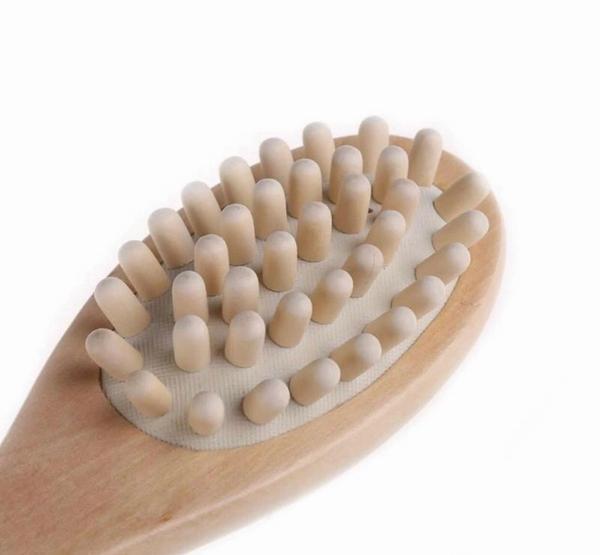 Bath Body Massage Brush Long Handle Wooden Dry Bristle Exfoliating Spa