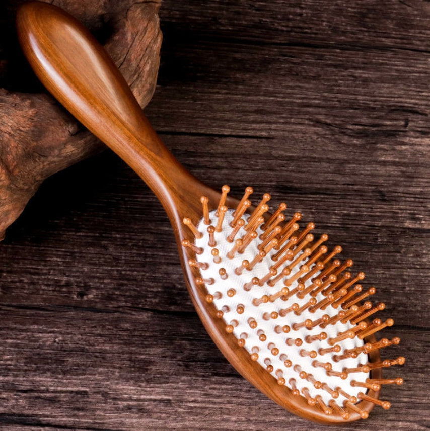 Premium Sandalwood Air Cushion Massage Brush | Anti-Static Detangler & Scalp Stimulator