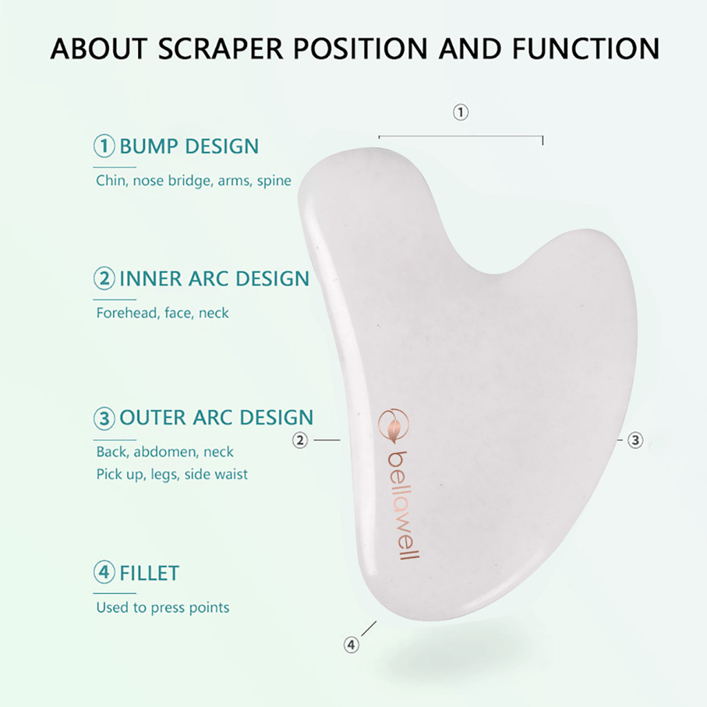 White jade gua sha facial tool, view 3