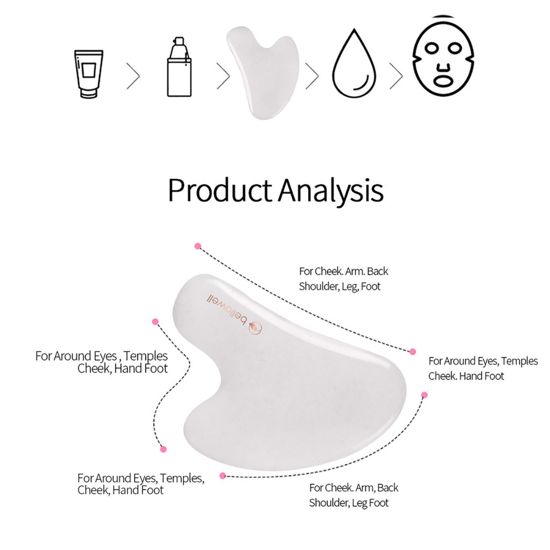 White jade gua sha facial tool, view 6