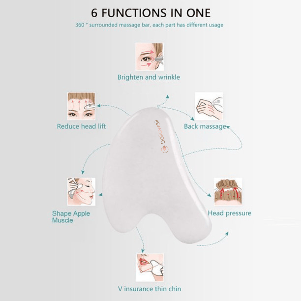 White jade gua sha facial tool, view 5